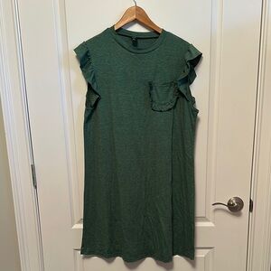 Green Ruffle Sleeve Dress